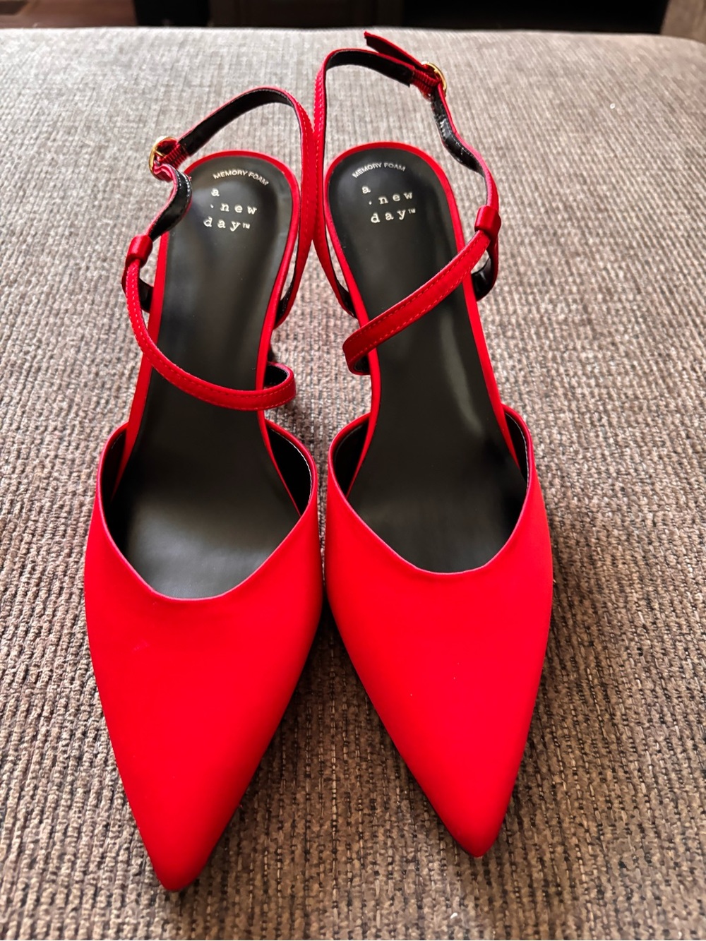 a new day Bright Red Pointed-Toe Slingback Heels